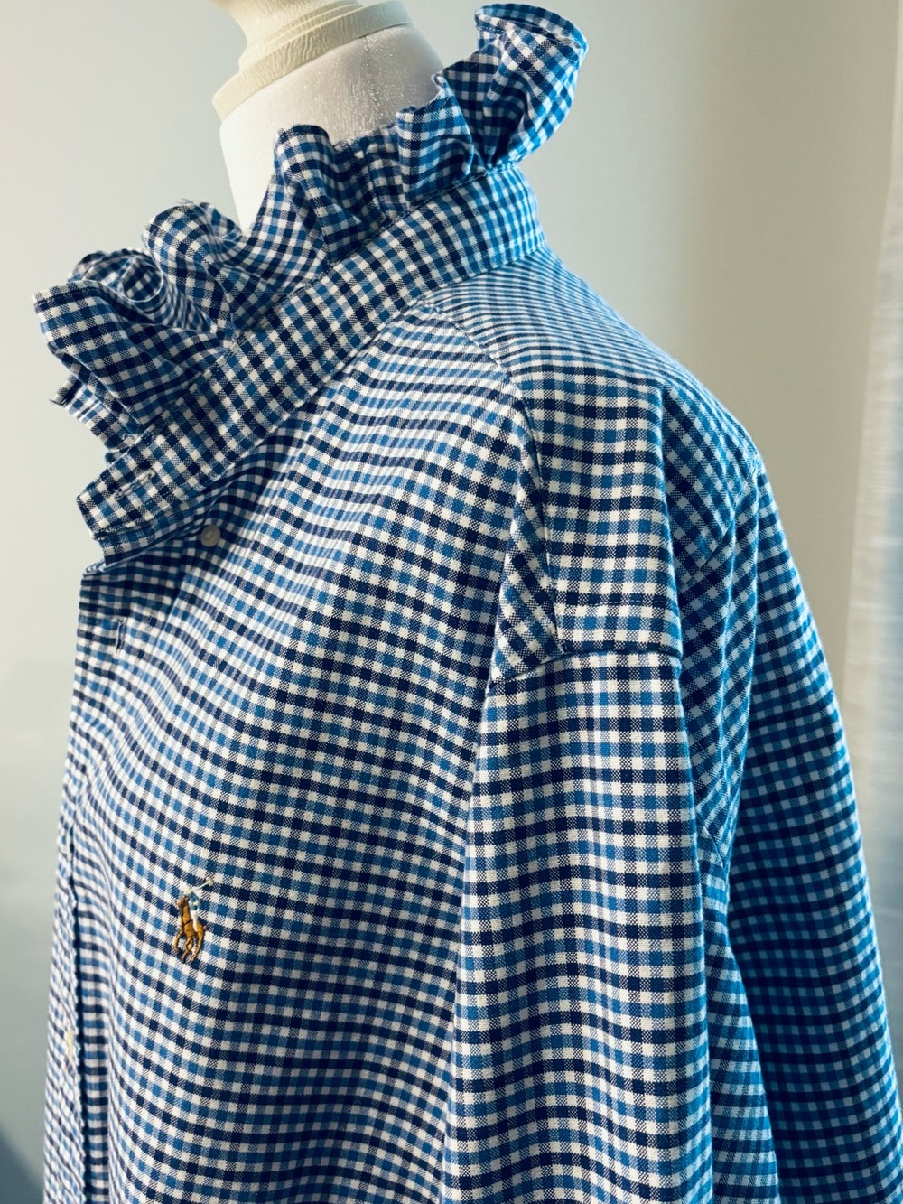 Classic Blue Refashioned plaid Ralph LaurenButton-Down Oxford Shirt for Women - Picture 4 of 10